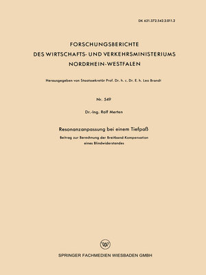 cover image of Resonanzanpassung bei einem Tiefpaß